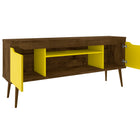 Manhattan Comfort Bradley Mid-Century Modern 63" TV Stand in Rustic Brown and Yellow