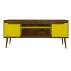 Manhattan Comfort Bradley Mid-Century Modern 63" TV Stand in Rustic Brown and Yellow