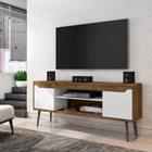 Manhattan Comfort Bradley Mid-Century Modern 63" TV Stand in Rustic Brown and White - 228BMC96