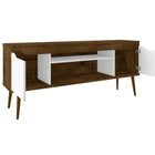 Manhattan Comfort Bradley Mid-Century Modern 63" TV Stand in Rustic Brown and White - 228BMC96