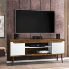 Manhattan Comfort Bradley Mid-Century Modern 63" TV Stand in Rustic Brown and White - 228BMC96