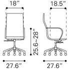 Zuo Glider High Back Office Chair Taupe