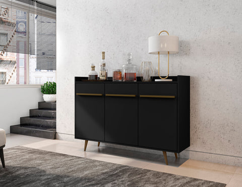 Manhattan Comfort Bradley Mid-Century Modern 54" Sideboard in Black