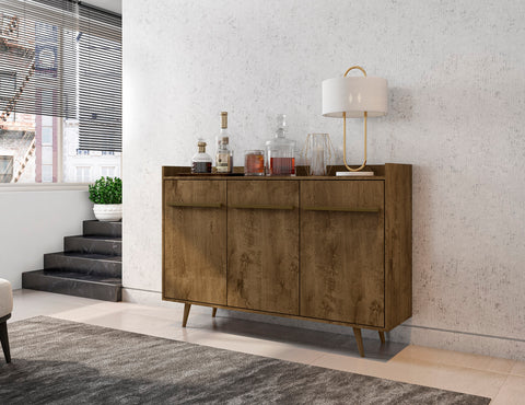 Manhattan Comfort Bradley Mid-Century Modern 54" Sideboard in Rustic Brown