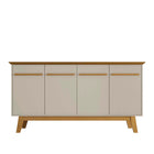 Manhattan Comfort Yonkers Mid-Century Modern 63" Sideboard in Off White and Natural