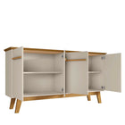 Manhattan Comfort Yonkers Mid-Century Modern 63" Sideboard in Off White and Natural