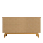 Manhattan Comfort Yonkers Mid-Century Modern 63" Sideboard in Off White and Natural