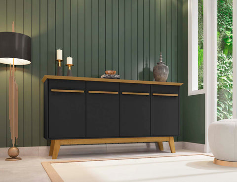 Manhattan Comfort Yonkers Mid-Century Modern 63" Sideboard in Black
