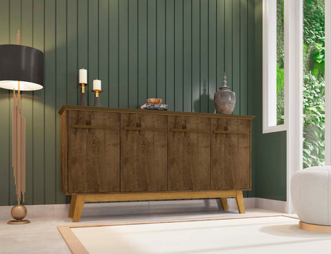 Manhattan Comfort Yonkers Mid-Century Modern 63" Sideboard in Rustic Brown