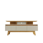 Manhattan Comfort Yonkers Mid-Century Modern 63" TV Stand in Off White and Natural