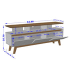 Manhattan Comfort Yonkers Mid-Century Modern 63" TV Stand in Off White and Natural