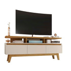 Manhattan Comfort Yonkers Mid-Century Modern 63" TV Stand in Off White and Natural