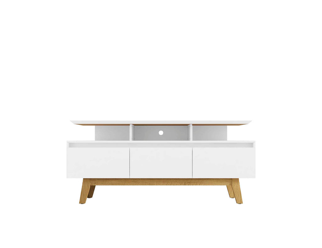 Manhattan Comfort Yonkers Mid-Century Modern 63" TV Stand in White