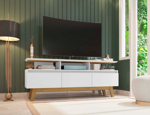 Manhattan Comfort Yonkers Mid-Century Modern 63" TV Stand in White