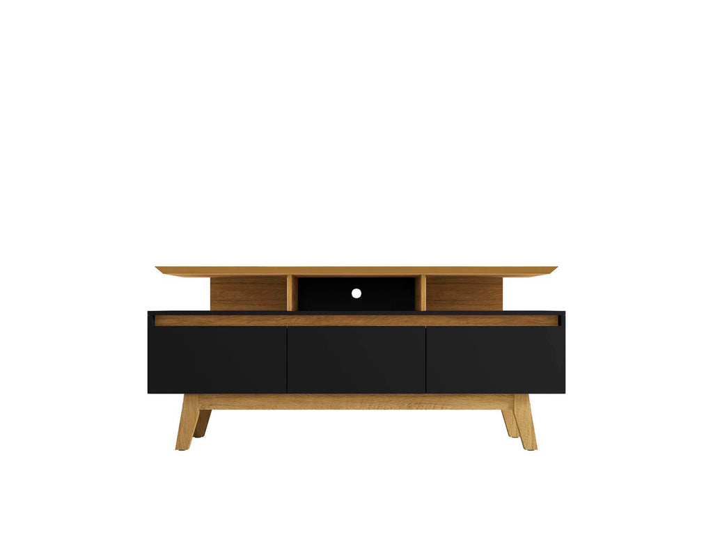 Manhattan Comfort Yonkers Mid-Century Modern 63" TV Stand in Black