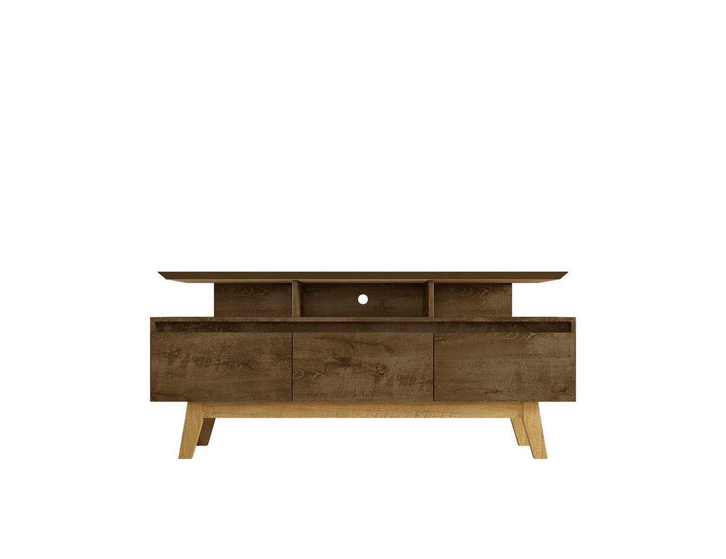 Manhattan Comfort Yonkers Mid-Century Modern 63" TV Stand in Rustic Brown