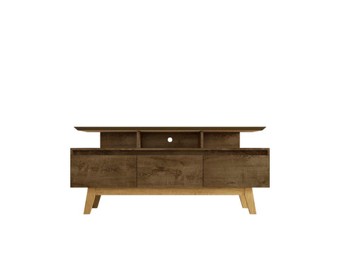 Manhattan Comfort Yonkers Mid-Century Modern 63" TV Stand in Rustic Brown