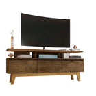 Manhattan Comfort Yonkers Mid-Century Modern 63" TV Stand in Rustic Brown