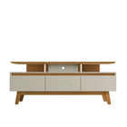 Manhattan Comfort Yonkers Mid-Century Modern 71" TV Stand in Off White and Natural