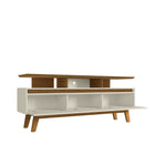 Manhattan Comfort Yonkers Mid-Century Modern 71" TV Stand in Off White and Natural