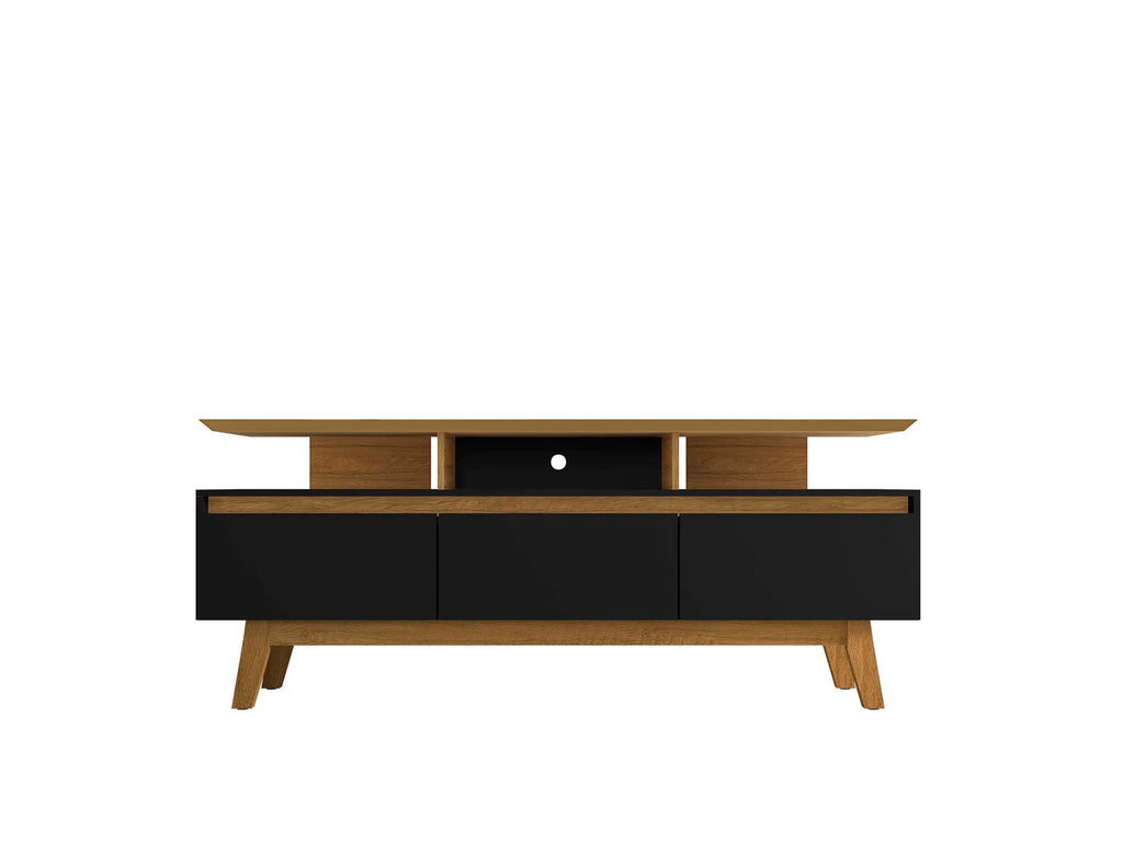 Manhattan Comfort Yonkers Mid-Century Modern 71" TV Stand in Black