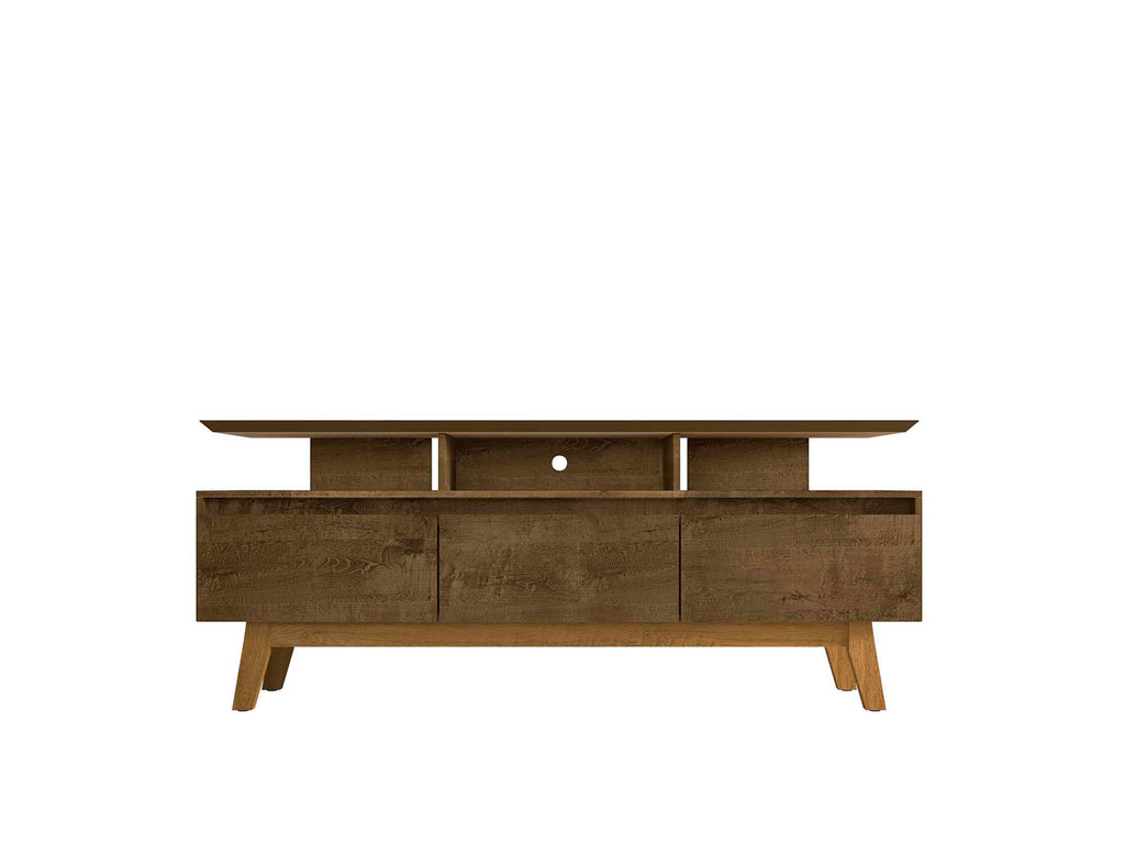Manhattan Comfort Yonkers Mid-Century Modern 71" TV Stand in Rustic Brown