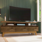 Manhattan Comfort Yonkers Mid-Century Modern 71" TV Stand in Rustic Brown