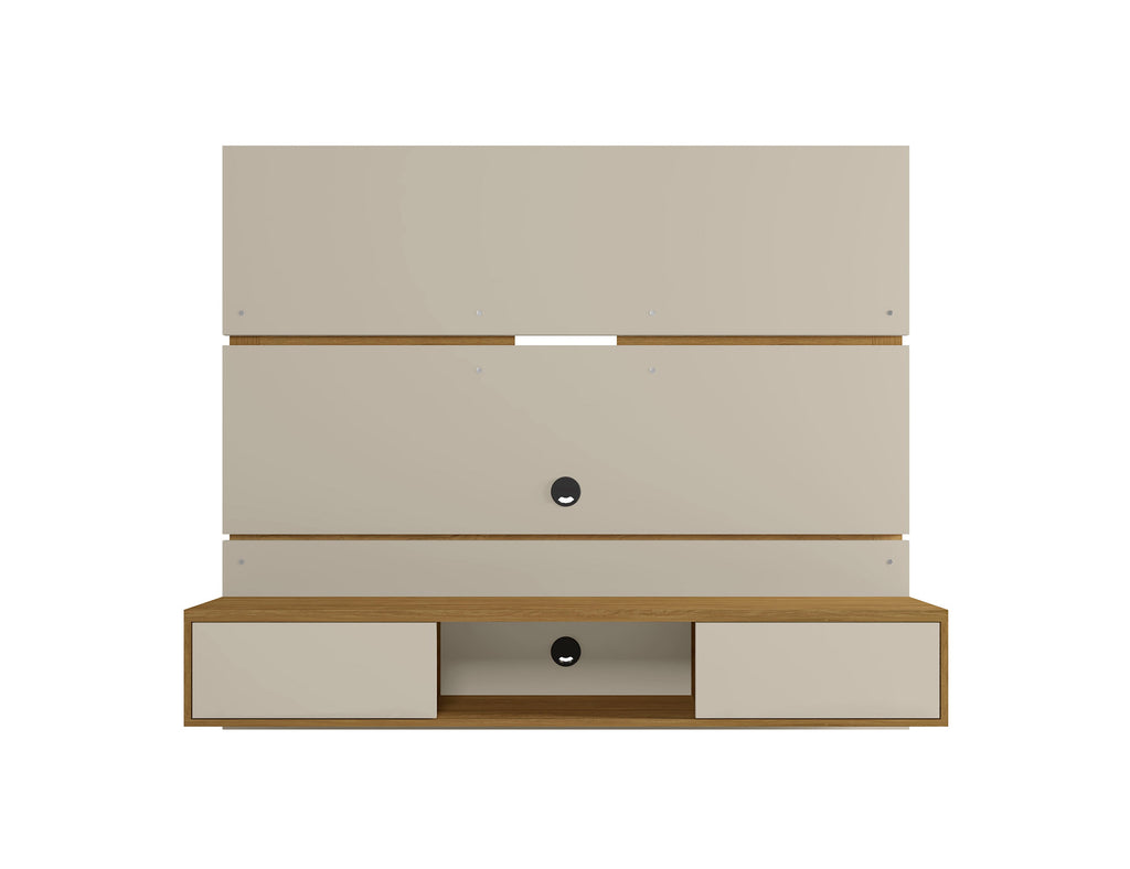 Manhattan Comfort Vernon Mid-Century Modern 63" TV Panel in Off White and Natural