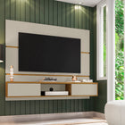 Manhattan Comfort Vernon Mid-Century Modern 63" TV Panel in Off White and Natural