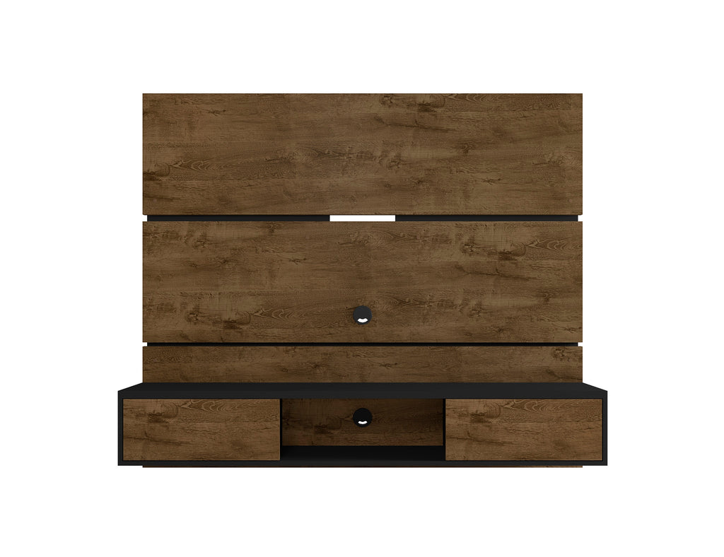 Manhattan Comfort Vernon Mid-Century Modern 63" TV Panel in Rustic Brown and Black