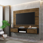 Manhattan Comfort Vernon Mid-Century Modern 63" TV Panel in Rustic Brown and Black