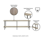 Manhattan Comfort Celine Contemporary Modern 71" Console Table in Rustic Gray (2-Shelf)