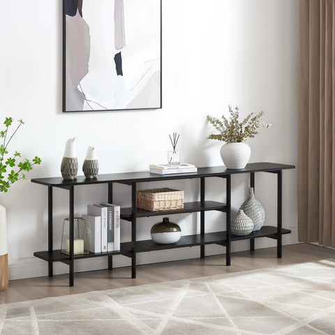 Manhattan Comfort Celine Contemporary Modern 71" Console Table in Black (3-Shelf)