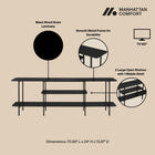 Manhattan Comfort Celine Contemporary Modern 71" Console Table in Black (3-Shelf)