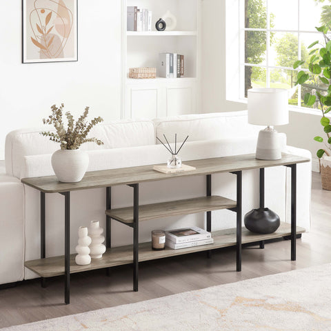 Manhattan Comfort Celine Contemporary Modern 71" Console Table in Rustic Gray (3-Shelf)