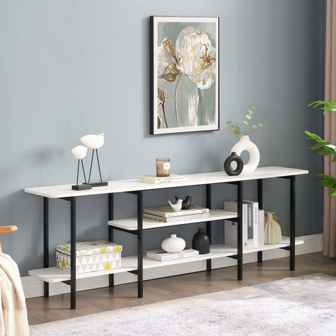 Manhattan Comfort Celine Contemporary Modern 71" Console Table in White (3-Shelf)