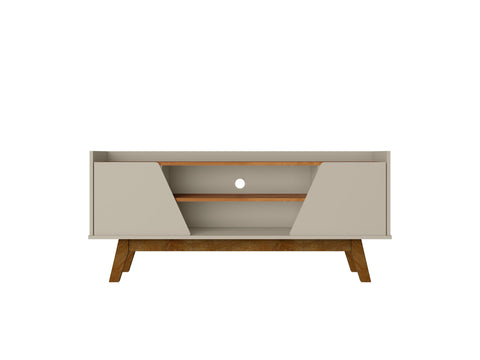 Manhattan Comfort Marcus Mid-Century Modern 53" TV Stand in Greige and Brown