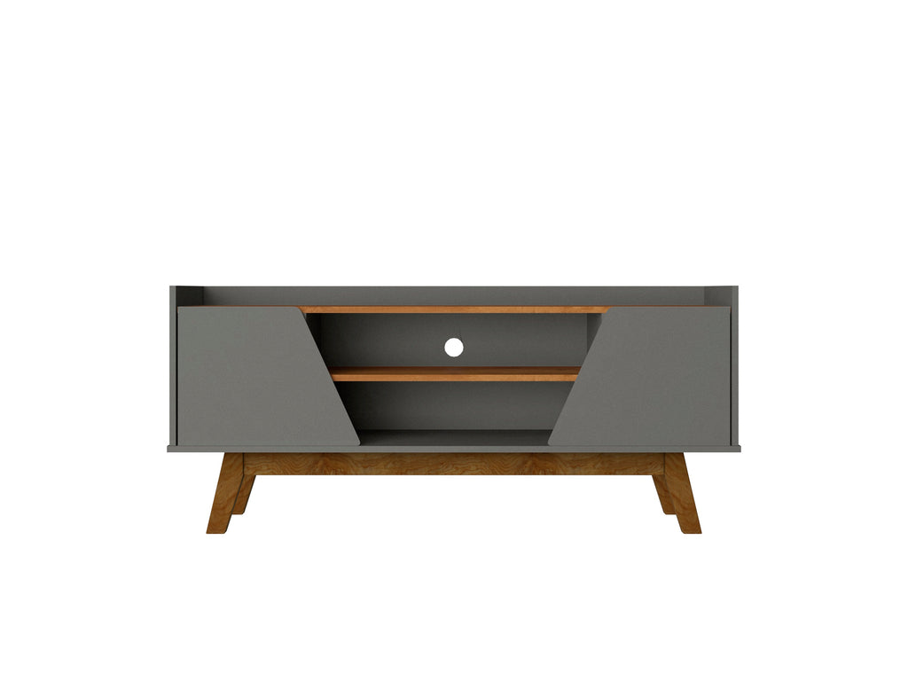 Manhattan Comfort Marcus Mid-Century Modern 53" TV Stand in Dark Sage Gray and Brown