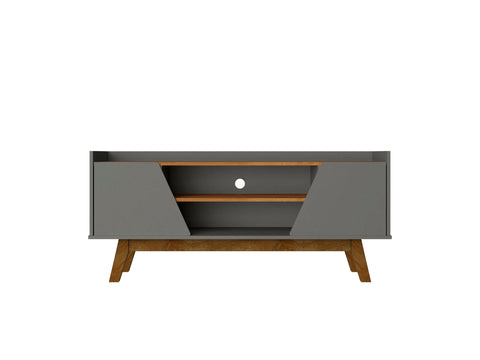 Manhattan Comfort Marcus Mid-Century Modern 53" TV Stand in Dark Sage Gray and Brown
