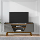 Manhattan Comfort Marcus Mid-Century Modern 53" TV Stand in Dark Sage Gray and Brown