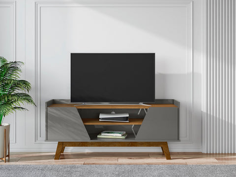 Manhattan Comfort Marcus Mid-Century Modern 53" TV Stand in Dark Sage Gray and Brown
