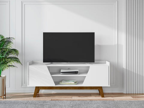 Manhattan Comfort Marcus Mid-Century Modern 53" TV Stand in White