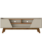 Manhattan Comfort Marcus Mid-Century Modern 63" TV Stand in Off White and Brown