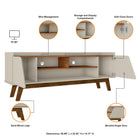 Manhattan Comfort Marcus Mid-Century Modern 63" TV Stand in Off White and Brown