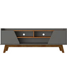 Manhattan Comfort Marcus Mid-Century Modern 63" TV Stand in Dark Sage Gray and Brown