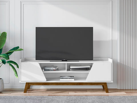 Manhattan Comfort Marcus Mid-Century Modern 63" TV Stand in White