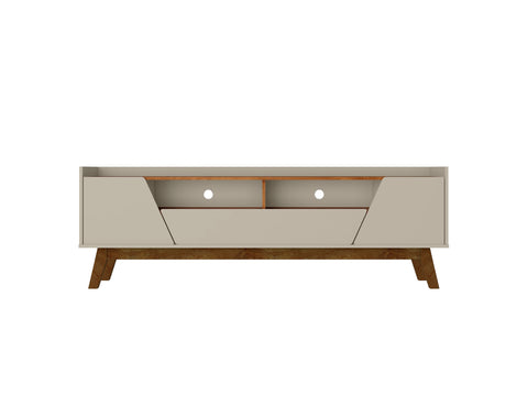 Manhattan Comfort Marcus Mid-Century Modern 71" TV Stand in Greige and Brown