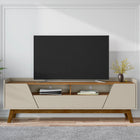 Manhattan Comfort Marcus Mid-Century Modern 71" TV Stand in Greige and Brown