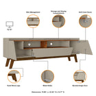 Manhattan Comfort Marcus Mid-Century Modern 71" TV Stand in Greige and Brown