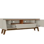 Manhattan Comfort Marcus Mid-Century Modern 71" TV Stand in Greige and Brown